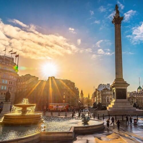 Trafalgar Square in the sun